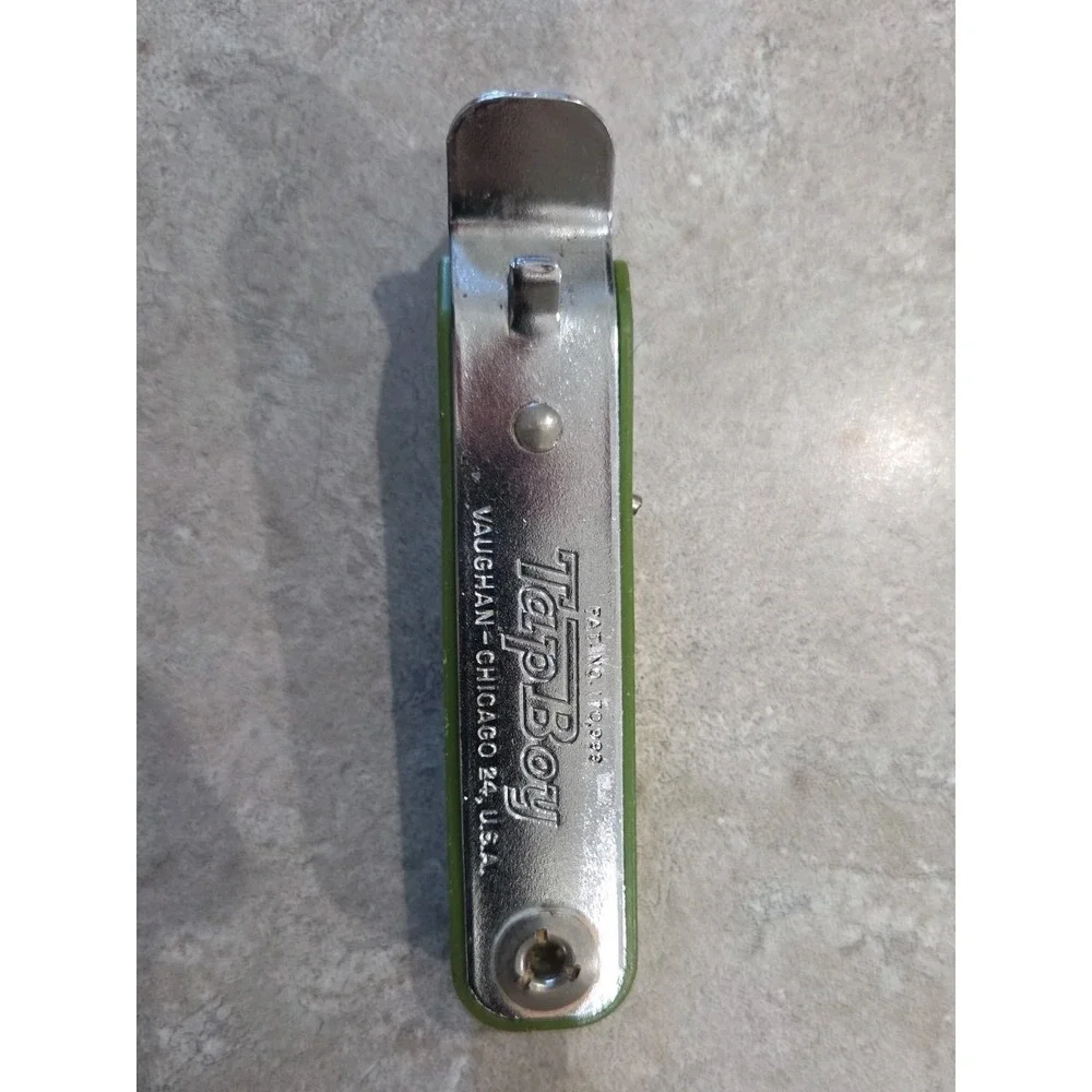 Vintage Vaughan's Tap Boy Bottle Opener w/ Corkscrew Avocado Green Chicago USA